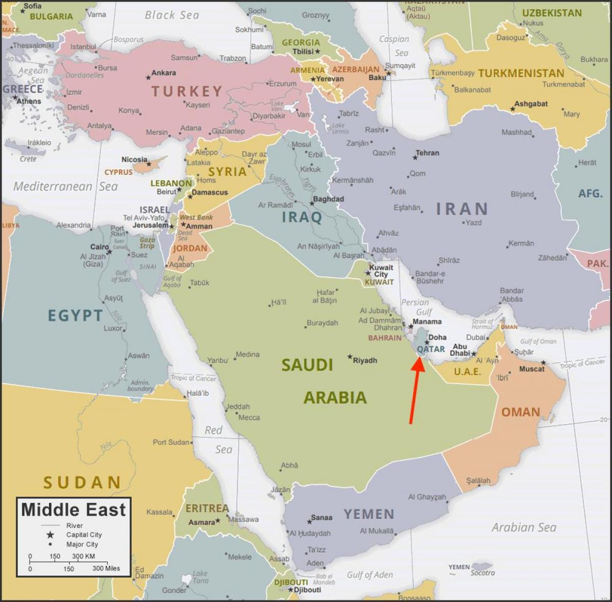 Katar Position auf der Westasien-Karte